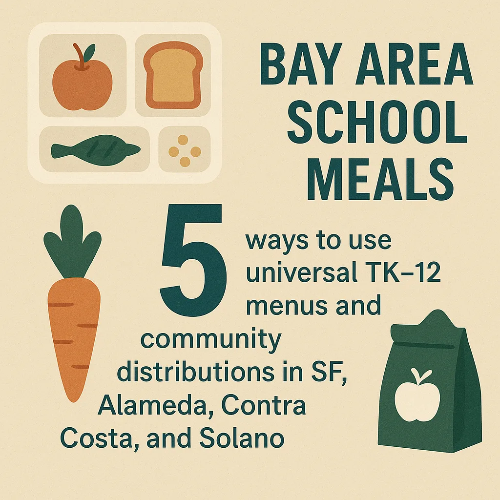 bay area school meals top 5 universal tk–12 menu ideas with lunch tray carrot and paper bag illustration
