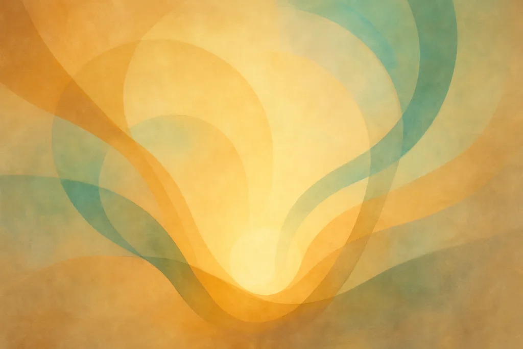 Charity Navigator Giving Basket abstract hero illustration with luminous, overlapping shapes and radiant light, symbolizing smart and confident giving.